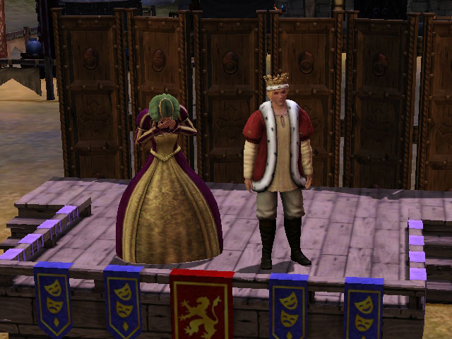 Sims Medieval: Написанную пьесу можно исполнить на сцене вместе с другим персонажем.