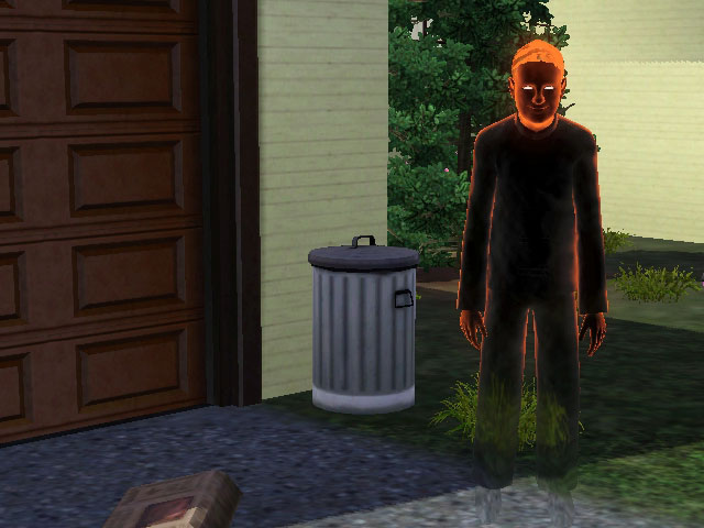 Sims 3: Призрак персонажа, погибшего под упавшим метеоритом.