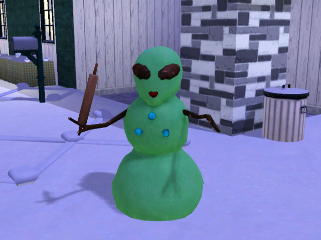 Sims 3: Снеговик, слепленный пришельцем.