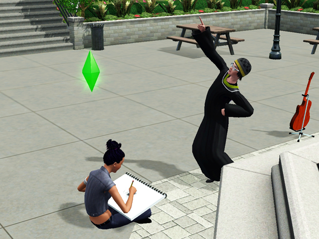 Sims 3: Друзья с удовольствием позируют художнику.
