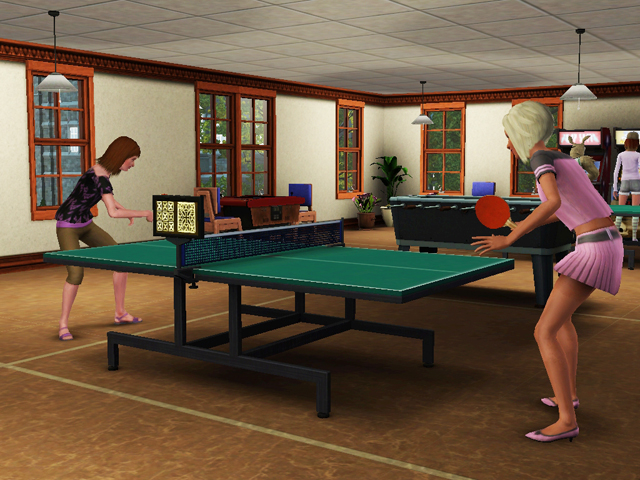 Sims 3: Спортсмены очень любят играть в настольный теннис.