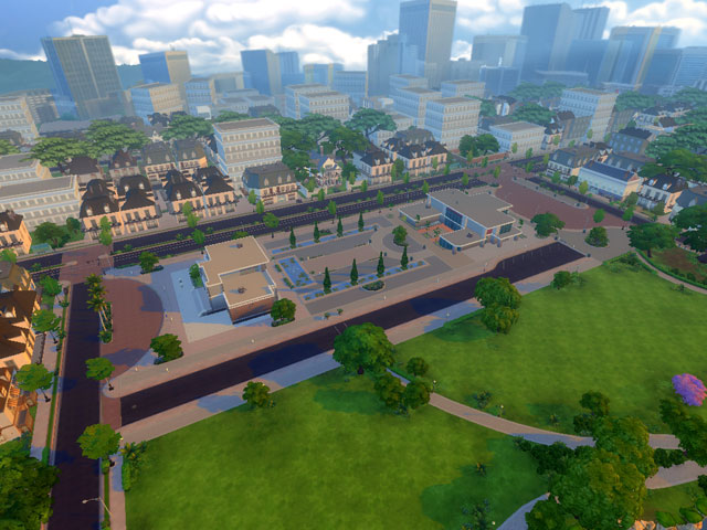 Sims 4: Полицейский участок и больница находятся в центре большого города.