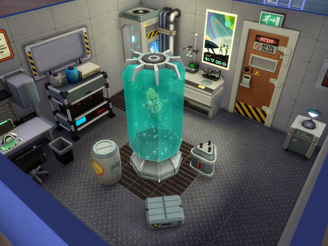 Sims 4: Готовая комната «Таинственная научная лаборатория».