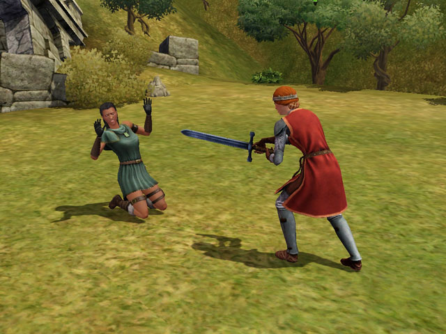 Sims Medieval: Нужно сразу поставить на место лестных разбойников.
