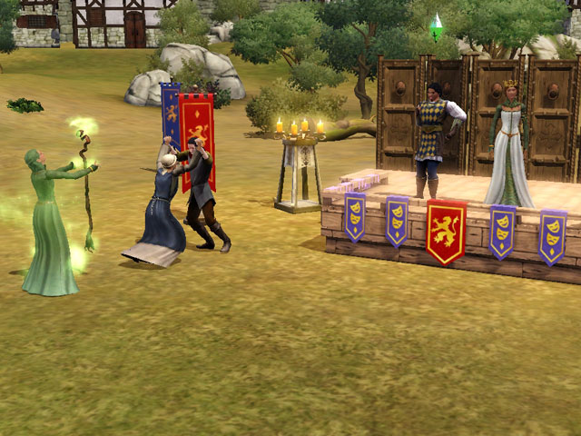 Sims Medieval: Бард представил публике свою новую пьесу.