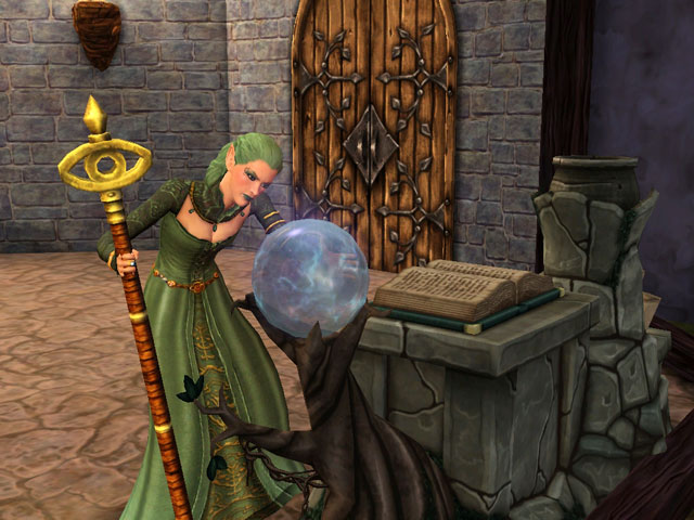 Sims Medieval: Маг всматривается в тревожное будущее.
