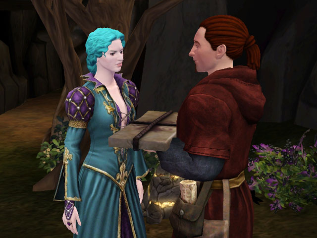 Sims Medieval: Освобожденный джинн подарит магу хороший посох.