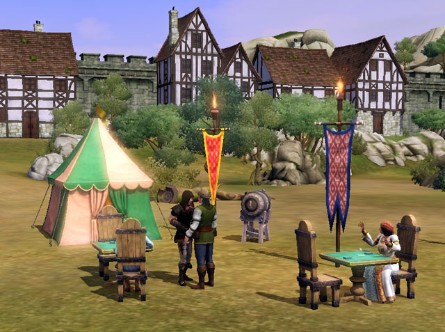 Sims Medieval: Веселые цыгане оккупировали городскую площадь.