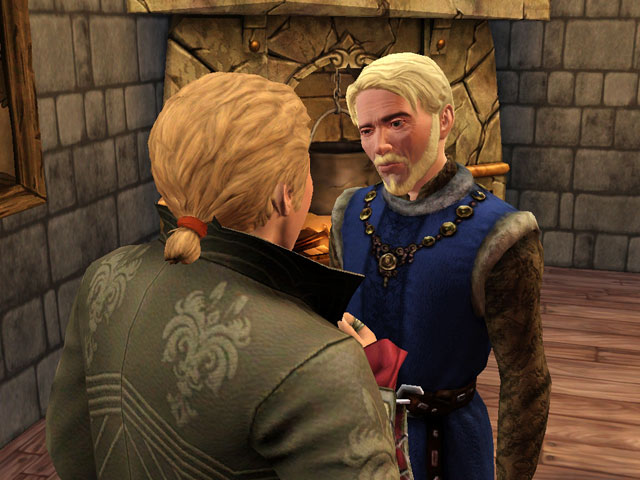 Sims Medieval: Монарх потребовал объяснений у проштрафившегося советника.