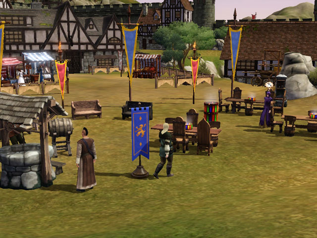 Sims Medieval: Городская площадь в очередной раз преобразилась.