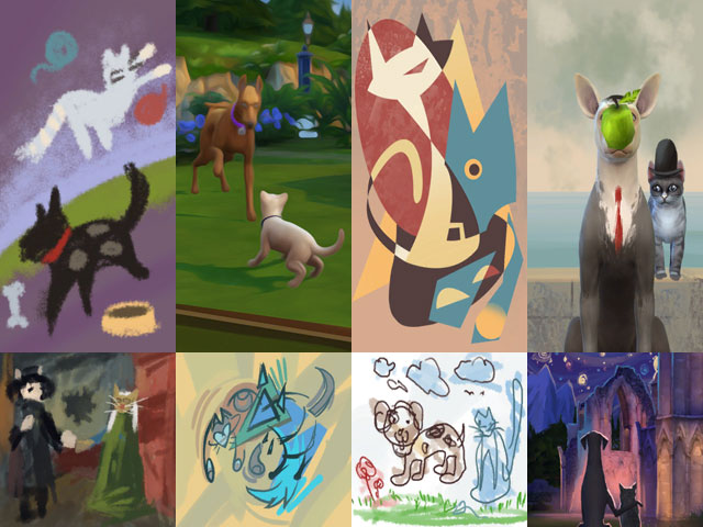 Sims 4: Примеры картин с животными.