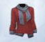 Красный женский свитер с серым шарфом