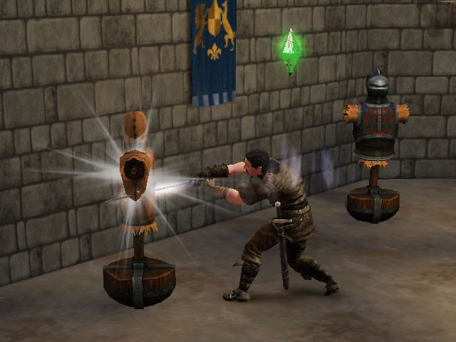Sims Medieval: В свободное от «работы» время рыцарь скорее пойдет тренироваться на манекене, чем читать книги.