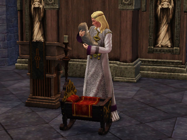 Sims Medieval: Средневековые матери не отходят от ребенка ни на минуту. 