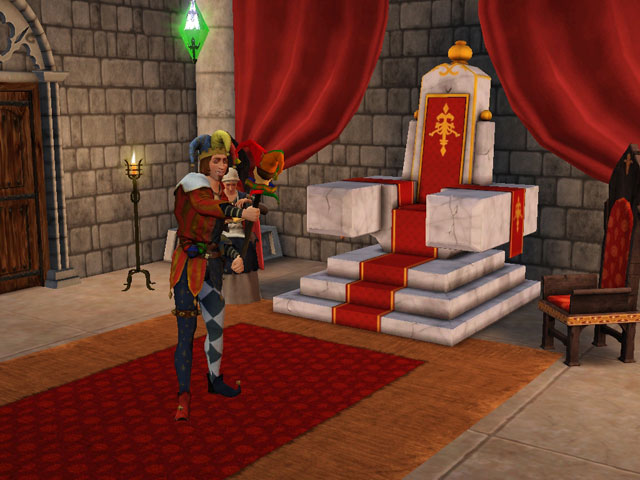 Sims Medieval: Нет, это не шут, это сам монарх... в отпуске.