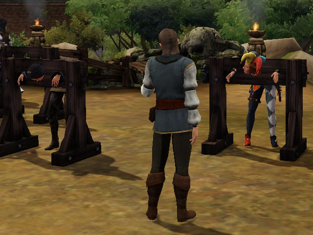 Sims Medieval: Однажды и сам монарх окажется в колодках вместе со своим советником.