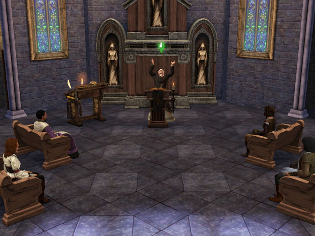 Sims Medieval: Чтение проповедей – важная обязанность священника-яковита.
