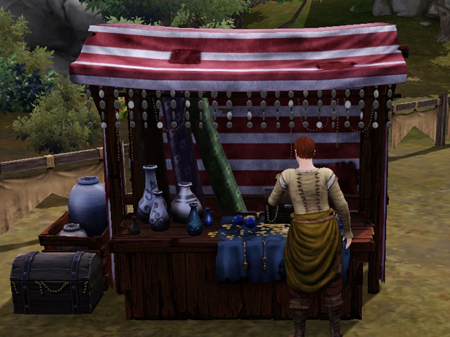 Sims Medieval: Большинство покупателей только роются в товаре, но ничего не покупают.