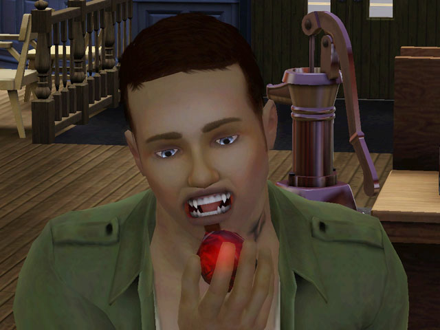 Sims 3: Вампир всегда сможет утолить жажду кровавым фруктом.