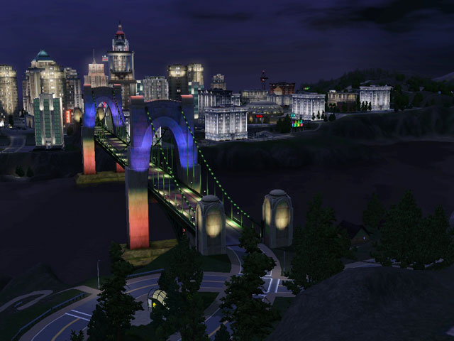 Sims 3: Бриджпорт особо красив ночью. 