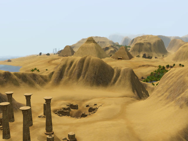 Sims 3: В Египте все как положено: пирамиды, песок, жара и мумии.