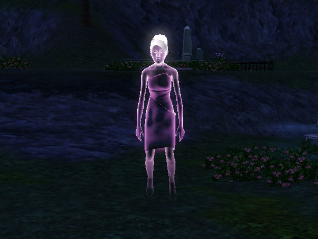 Sims 3: Призрак модели из Бриджпорта, умершей от голода.