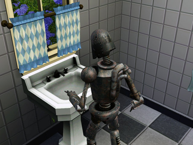 Sims 3: Водобоязнь не мешает роботам иногда пользоваться раковиной.