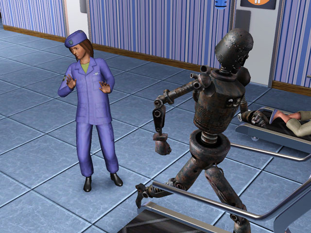 Sims 3: Горожане крайне негативно реагируют на живых роботов.