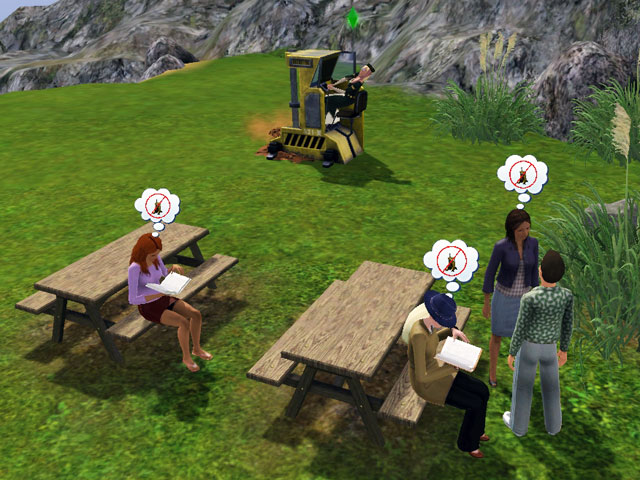 Sims 3: Жителей города сильно раздражает шум от установки.