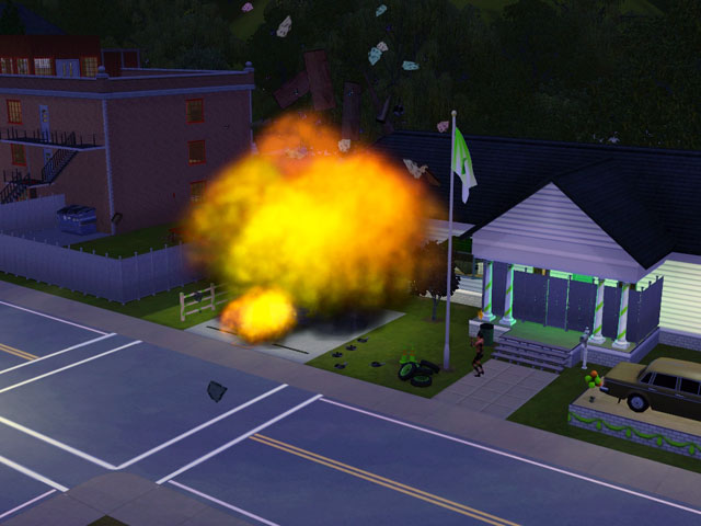 Sims 3: Чем больше предмет, тем зрелищнее взрыв.
