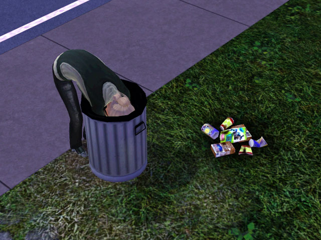 Sims 3: Настоящий изобретатель никогда не побрезгует сунуть свой нос в мусорный бак соседей. В поисках хлама, естественно.