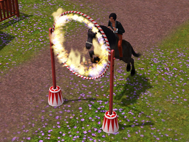 Sims 3: Не каждая лошадь отважится прыгнуть через огненное кольцо.