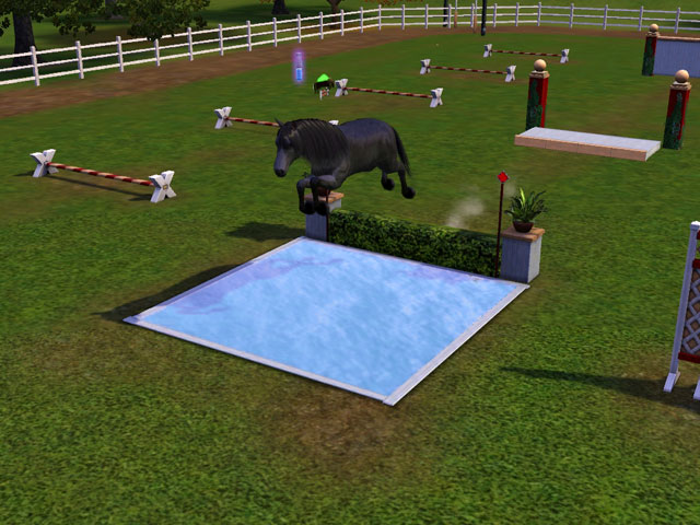 Sims 3: Прыжок через труднопреодолимое водное препятствие.
