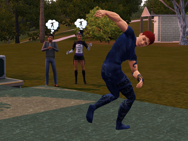Sims 3: Акробаты удивляют зрителей не только гибкостью, но и умением долго сохранять неподвижность.
