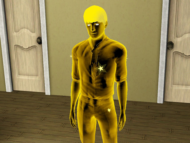 Sims 3: Вокруг персонажа, погибшего от превращения в золото, периодически появляются звездочки. 