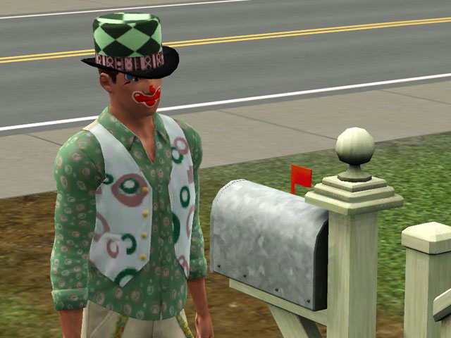 Sims 3: Несмотря на забавный внешний вид, «печальный клоун» нагоняет на окружающих тоску.
