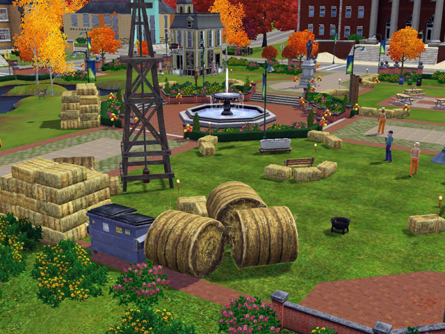 Sims 3: Осенний фестиваль в городе.