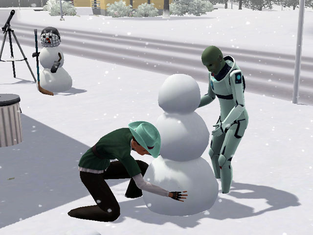 Sims 3: Все персонажи любят лепить зимой снеговиков.