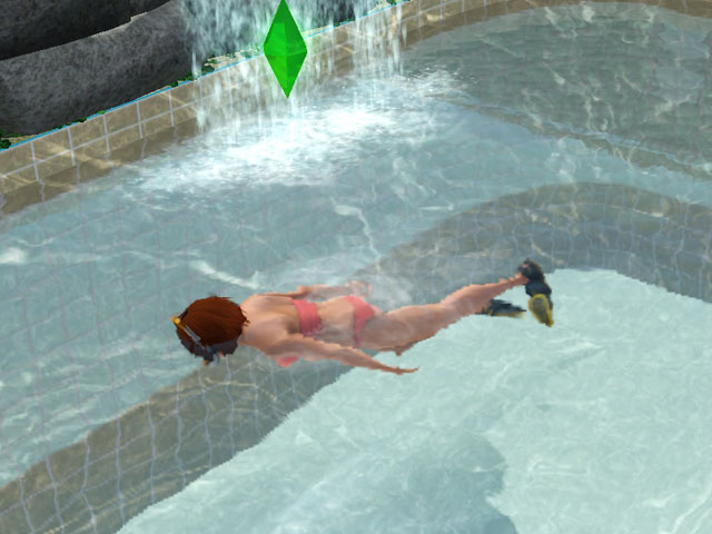 Sims 3: Плавать с маской можно и в бассейне.