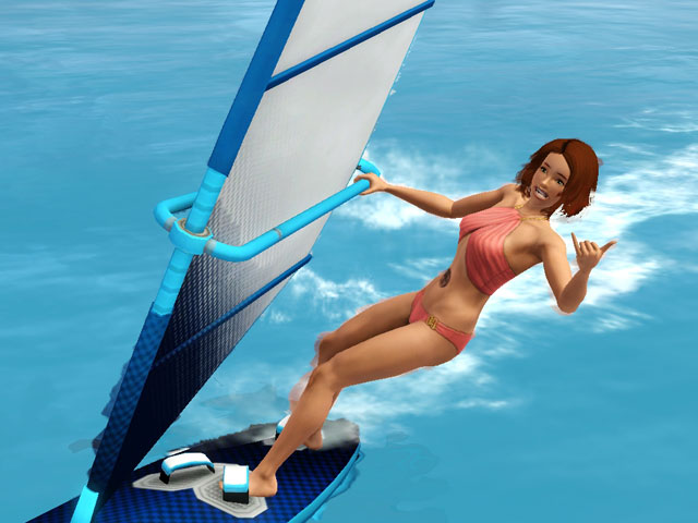 Sims 3: Виндсерферы быстро учатся разным трюкам.