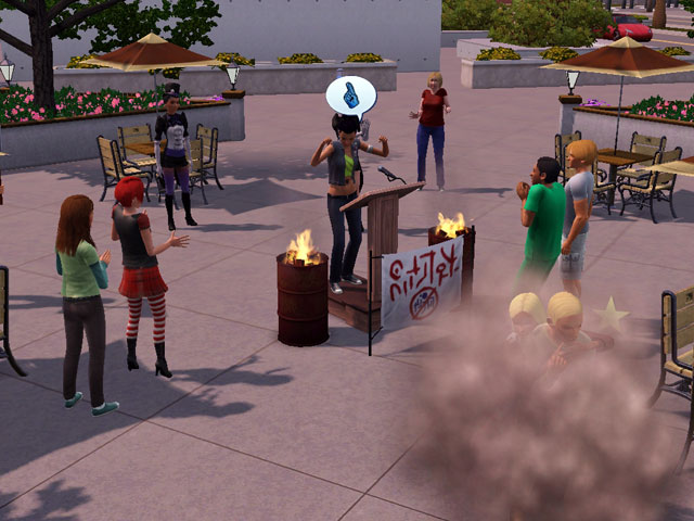 Sims 3: Протестные акции опытных бунтарей всегда собирают много народа.