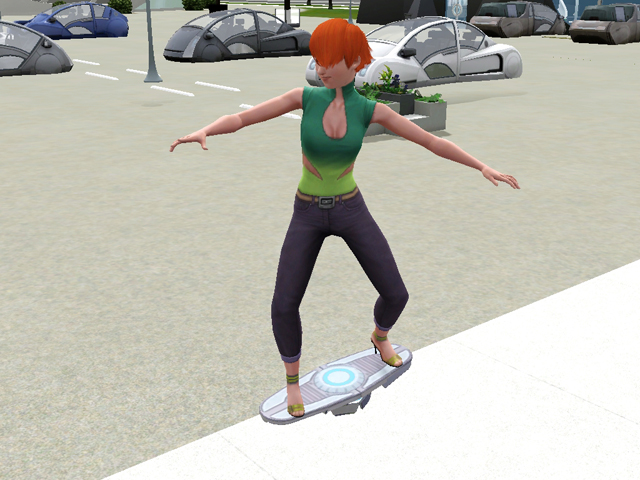 Sims 3: Летающая доска – очень удобное средство для передвижения. Главное – не разучиться ходить пешком.