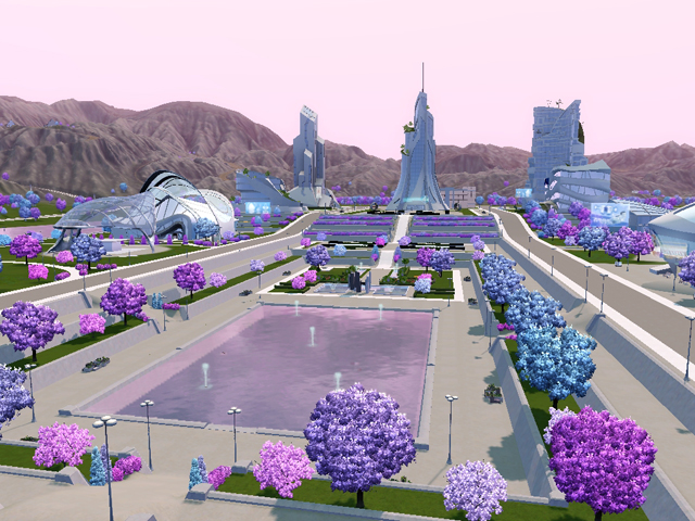 Sims 3: Утопичный Оазис приземления утопает в цветах.
