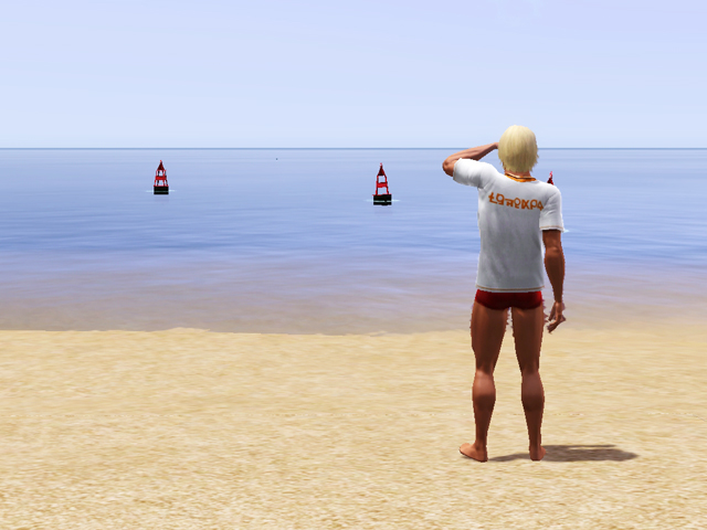 Sims 3: Спасатель целый день пристально вглядываются в морскую даль.