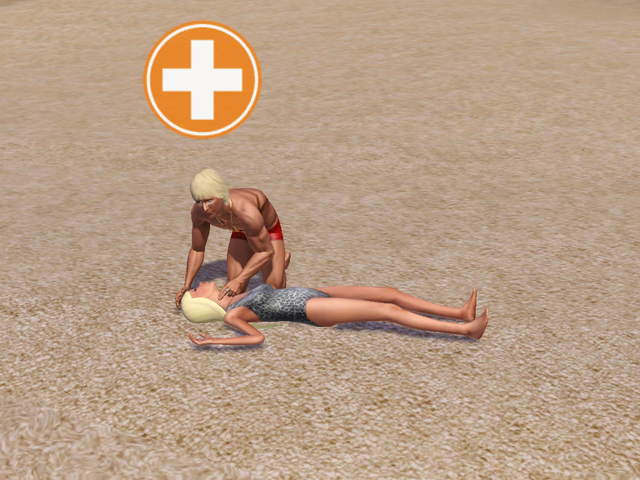 Sims 3: Спасатель не только вытаскивает утопающих из воды, но и делает им искусственное дыхание.