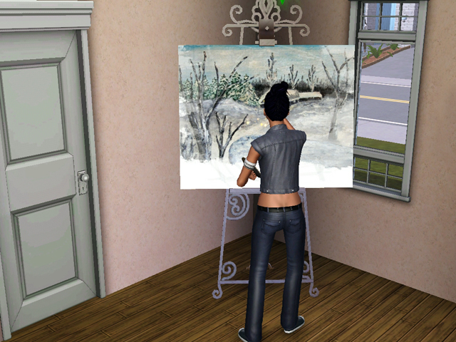 Sims 3: Создание картины может занять много времени.