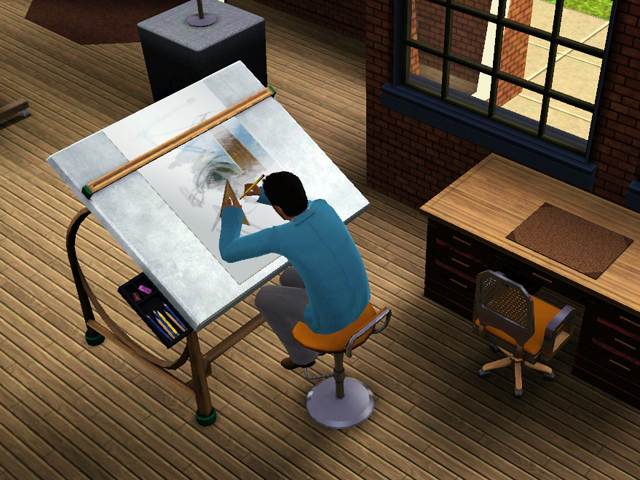 Sims 3: На чертежном столе можно создать несколько эскизов за день.