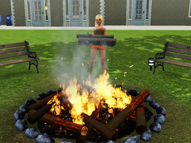 Sims 3: Чтобы вечеринка у костра прошла успешно, нужно набросать в костер побольше дров.
