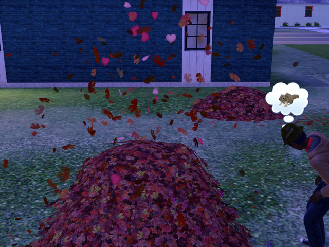 Sims 3: Осенний секс в куче листьев.