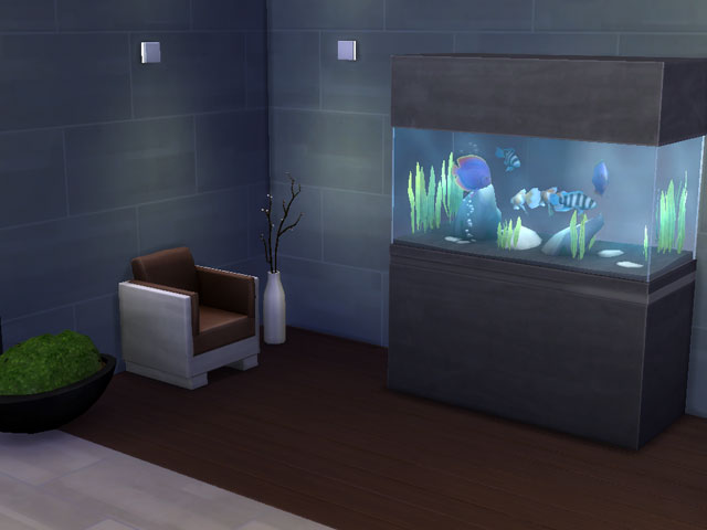 Sims 4: Экзотические рыбки комфортно чувствуют себя в большом аквариуме.